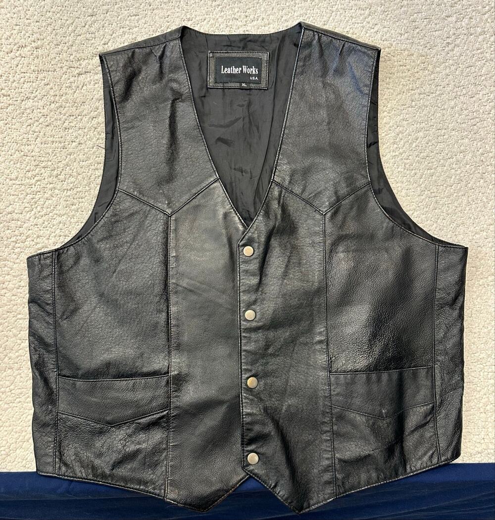 Vintage Mens Leather Vest Size XL